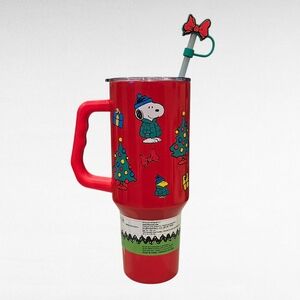 Peanuts Red Snoopy Christmas Stainless Steel Tumbler with Straw 40oz
